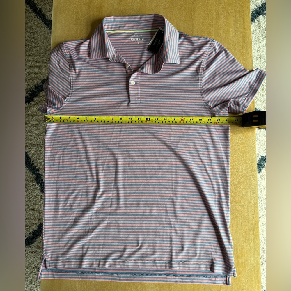 NEW J. Crew Pink and Blue Striped Performance Men’s Polo Shirt - Picture 8 of 8